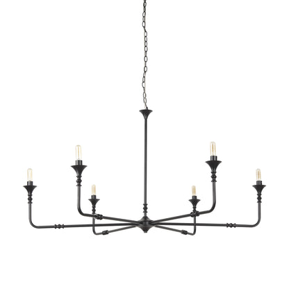 Black Candle Style Six Light Metal Dimmable Chandelier-1