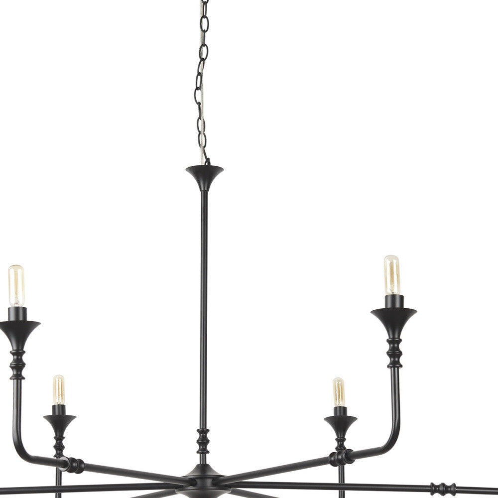 Black Candle Style Six Light Metal Dimmable Chandelier-2