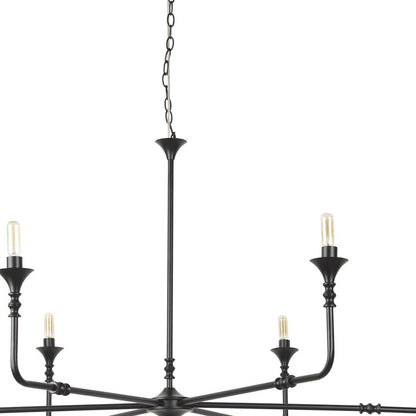 Black Candle Style Six Light Metal Dimmable Chandelier-2