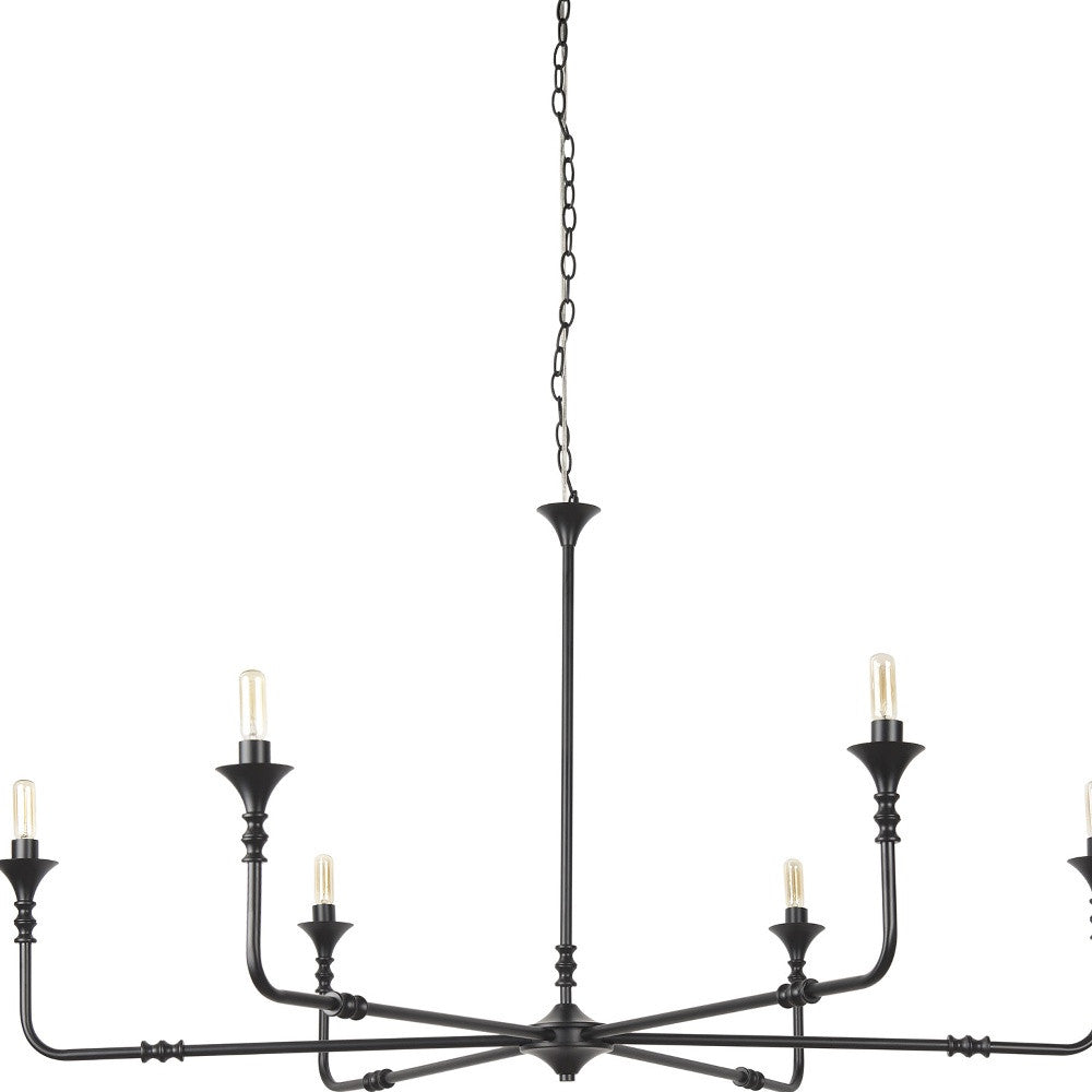 Black Candle Style Six Light Metal Dimmable Chandelier-3