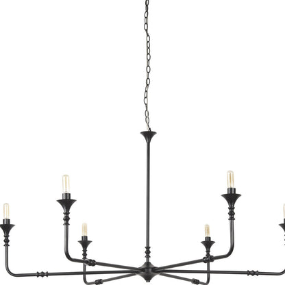 Black Candle Style Six Light Metal Dimmable Chandelier-3