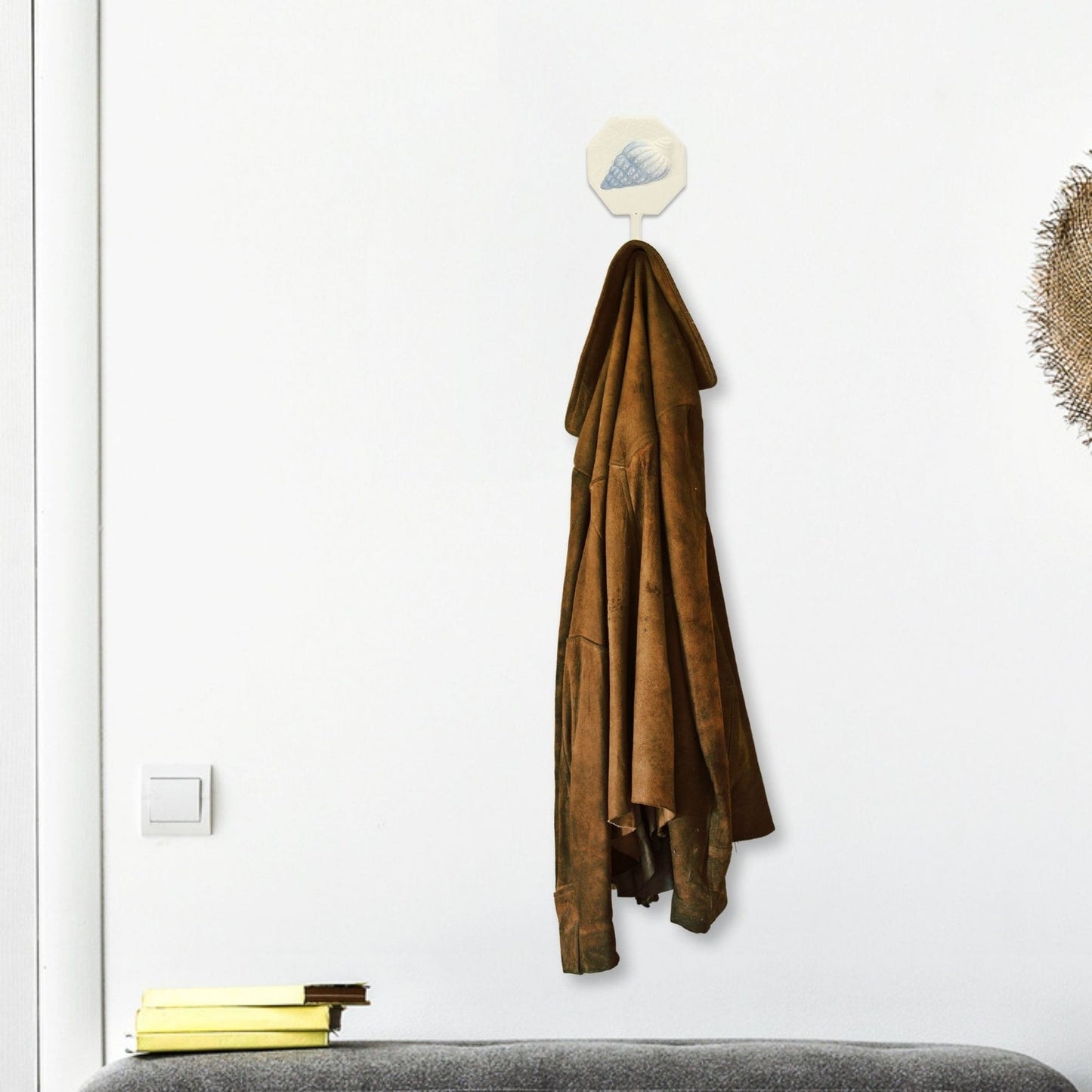 4" Blue And Cream Cast Iron Conch Shell Wall Hook-6