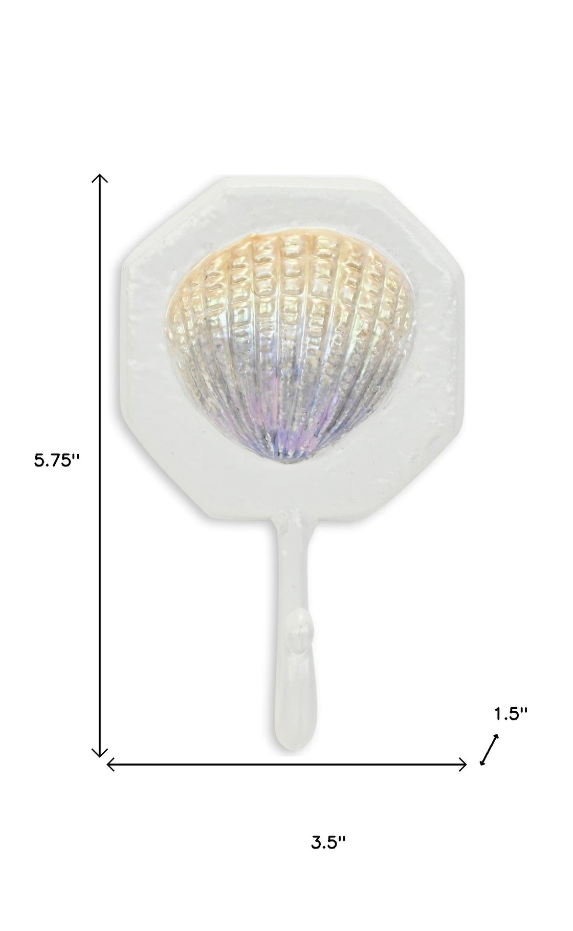 4" Cream And Pearl Cast Iron Seashell Wall Hook-8