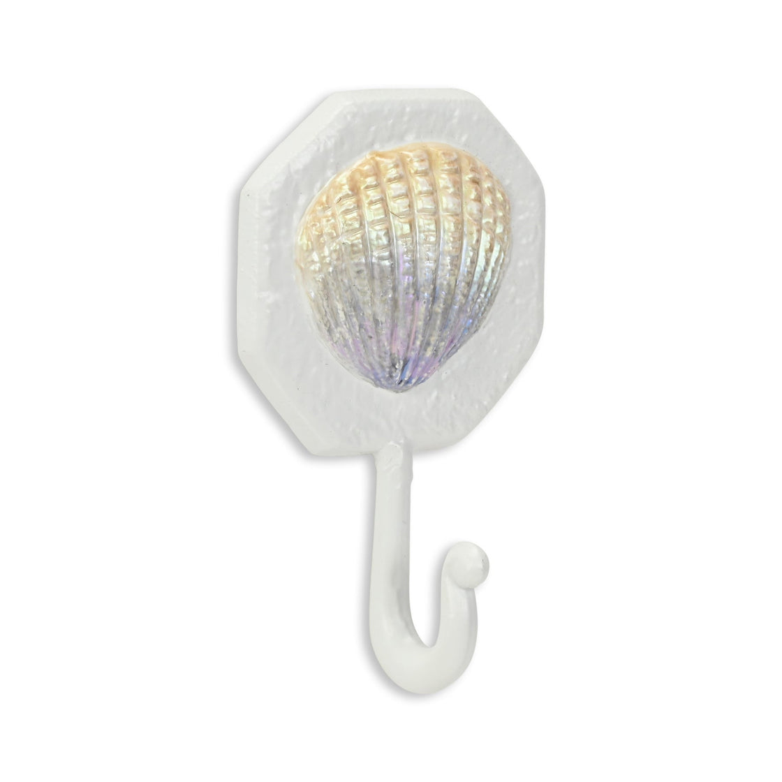 4" Cream And Pearl Cast Iron Seashell Wall Hook-2