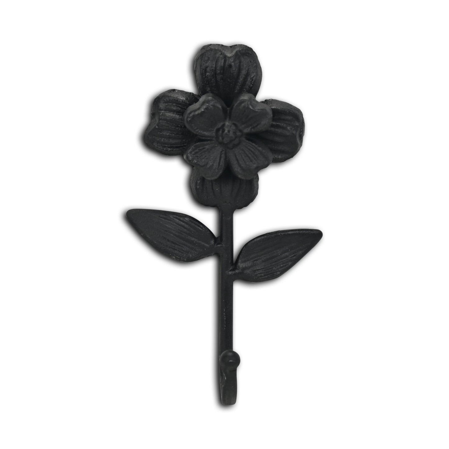 4" Black Cast Iron Flower Wall Hook-1