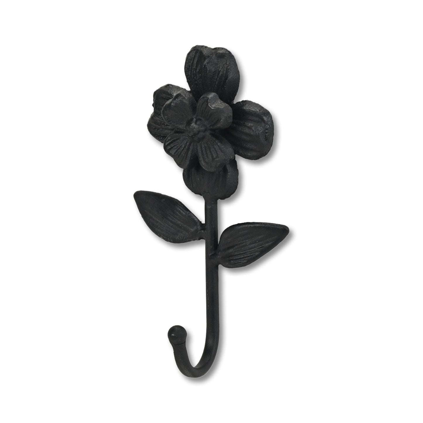 4" Black Cast Iron Flower Wall Hook-3