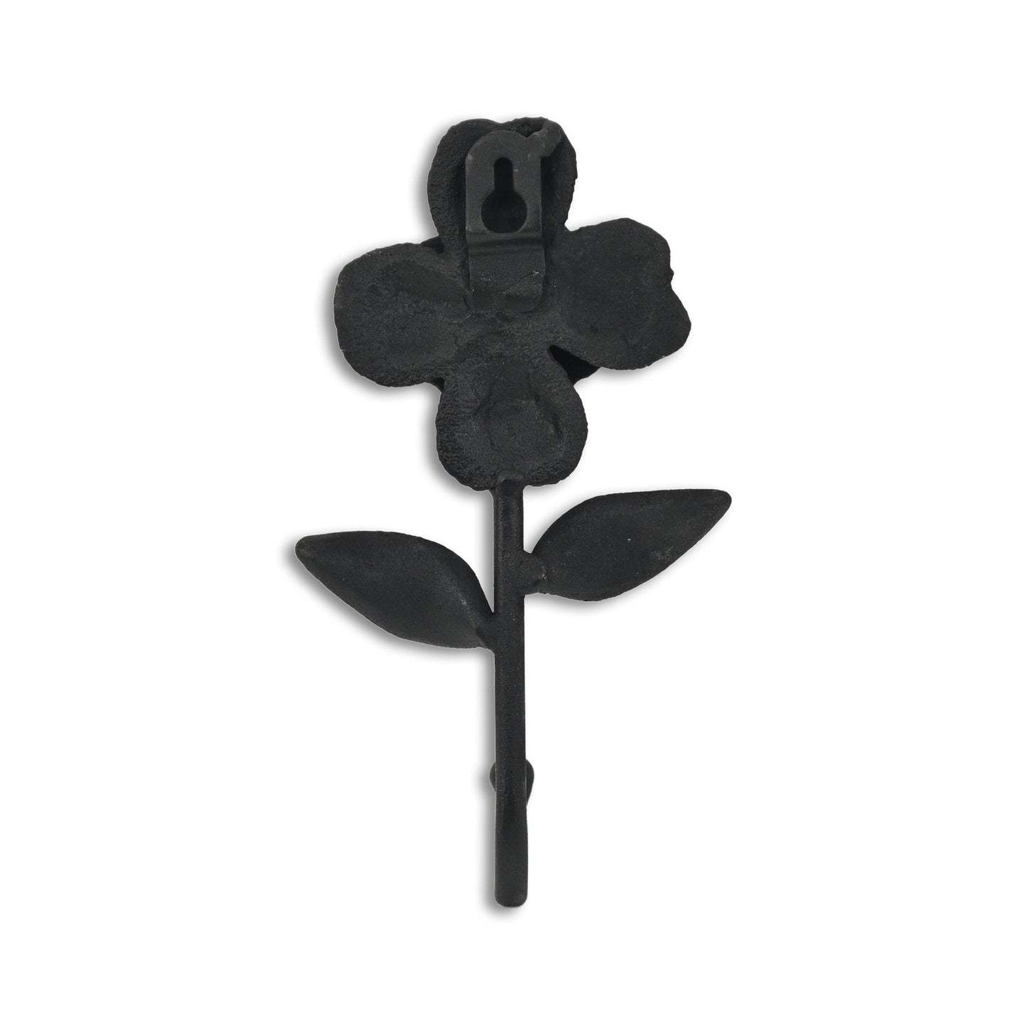 4" Black Cast Iron Flower Wall Hook-4