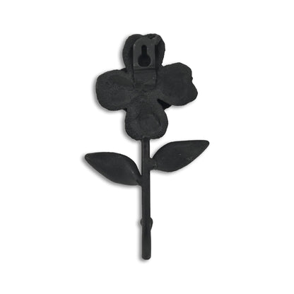 4" Black Cast Iron Flower Wall Hook-4