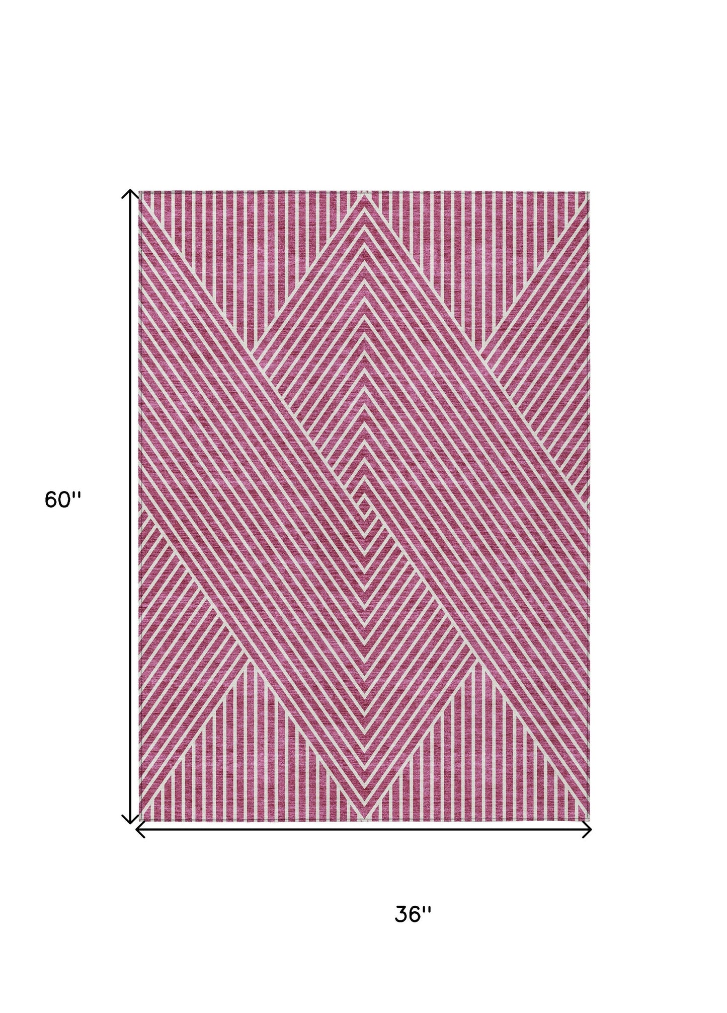 3' X 5' Blush And Ivory Geometric Washable Indoor Outdoor Area Rug-2