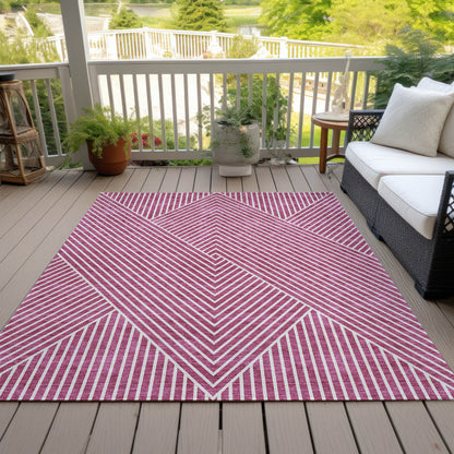 3' X 5' Blush And Ivory Geometric Washable Indoor Outdoor Area Rug-6