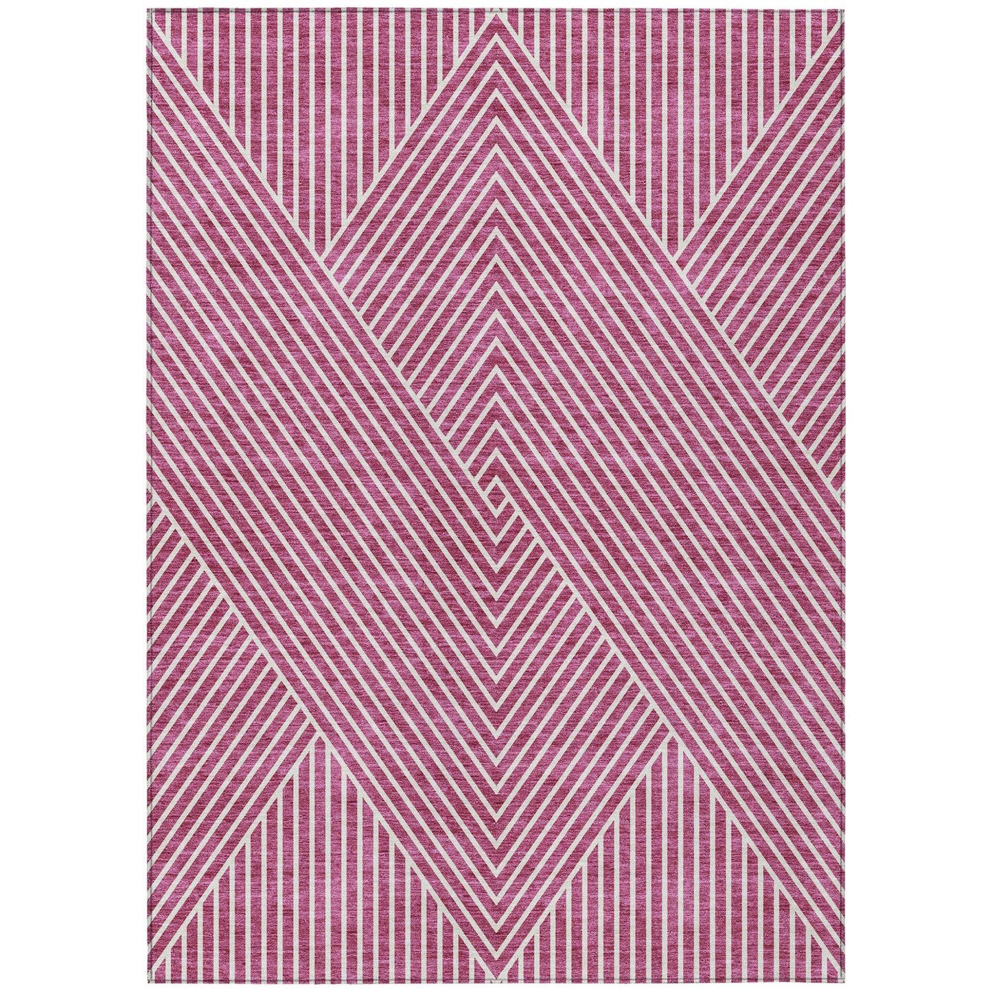 3' X 5' Blush And Ivory Geometric Washable Indoor Outdoor Area Rug-1