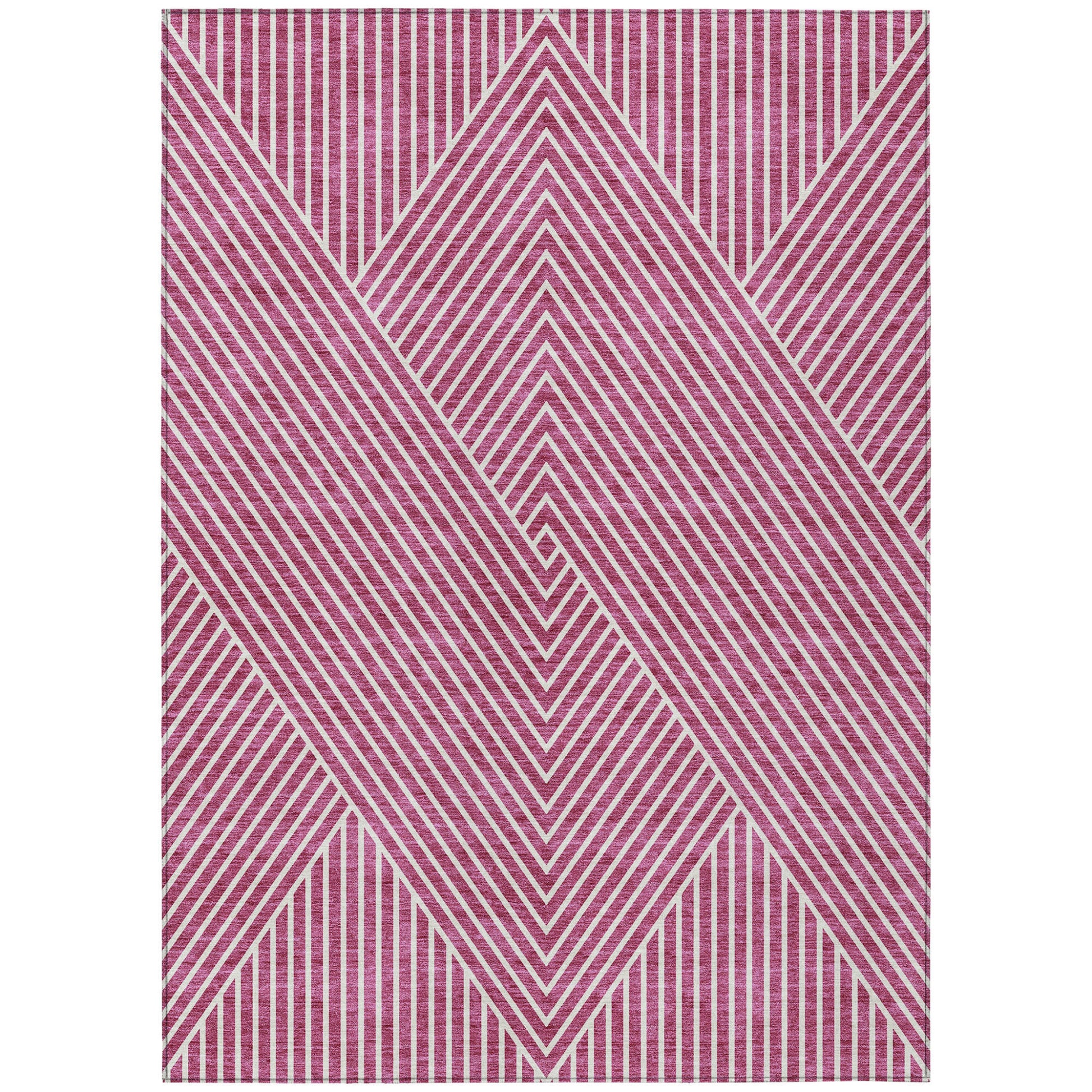 3' X 5' Blush And Ivory Geometric Washable Indoor Outdoor Area Rug-1