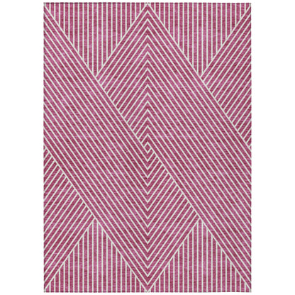 3' X 5' Blush And Ivory Geometric Washable Indoor Outdoor Area Rug-1