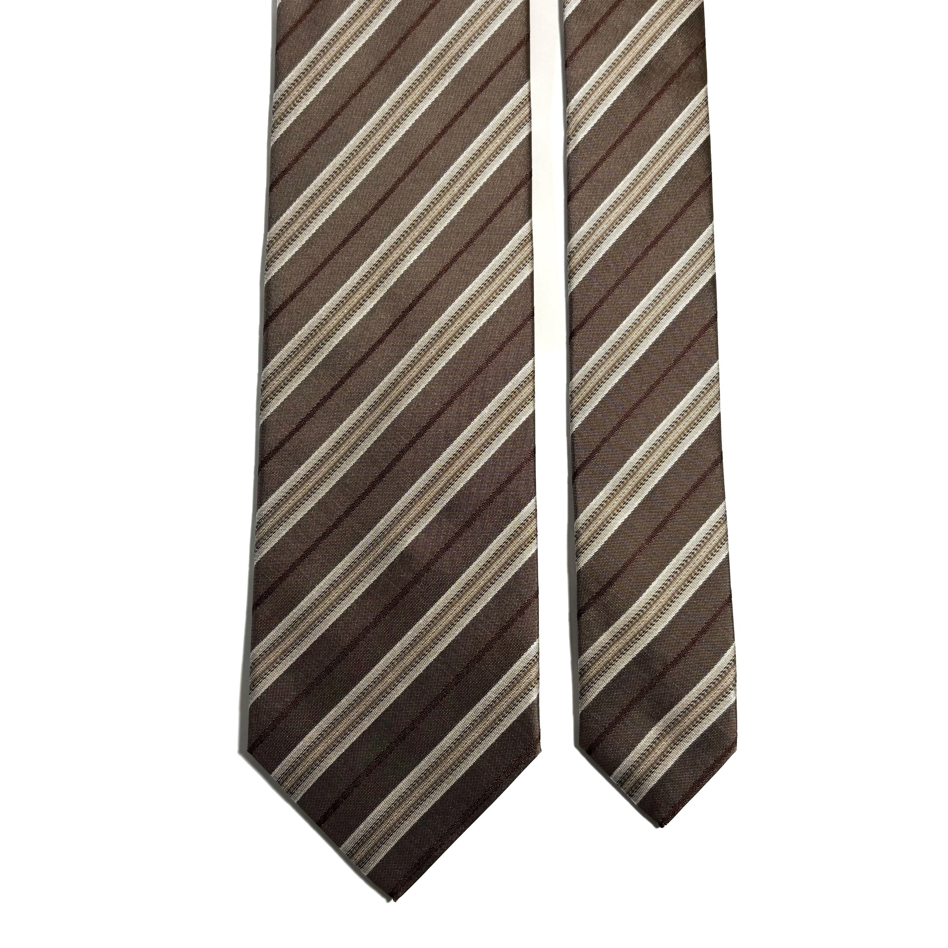 Brown Striped Silk Jacquard Tie-2