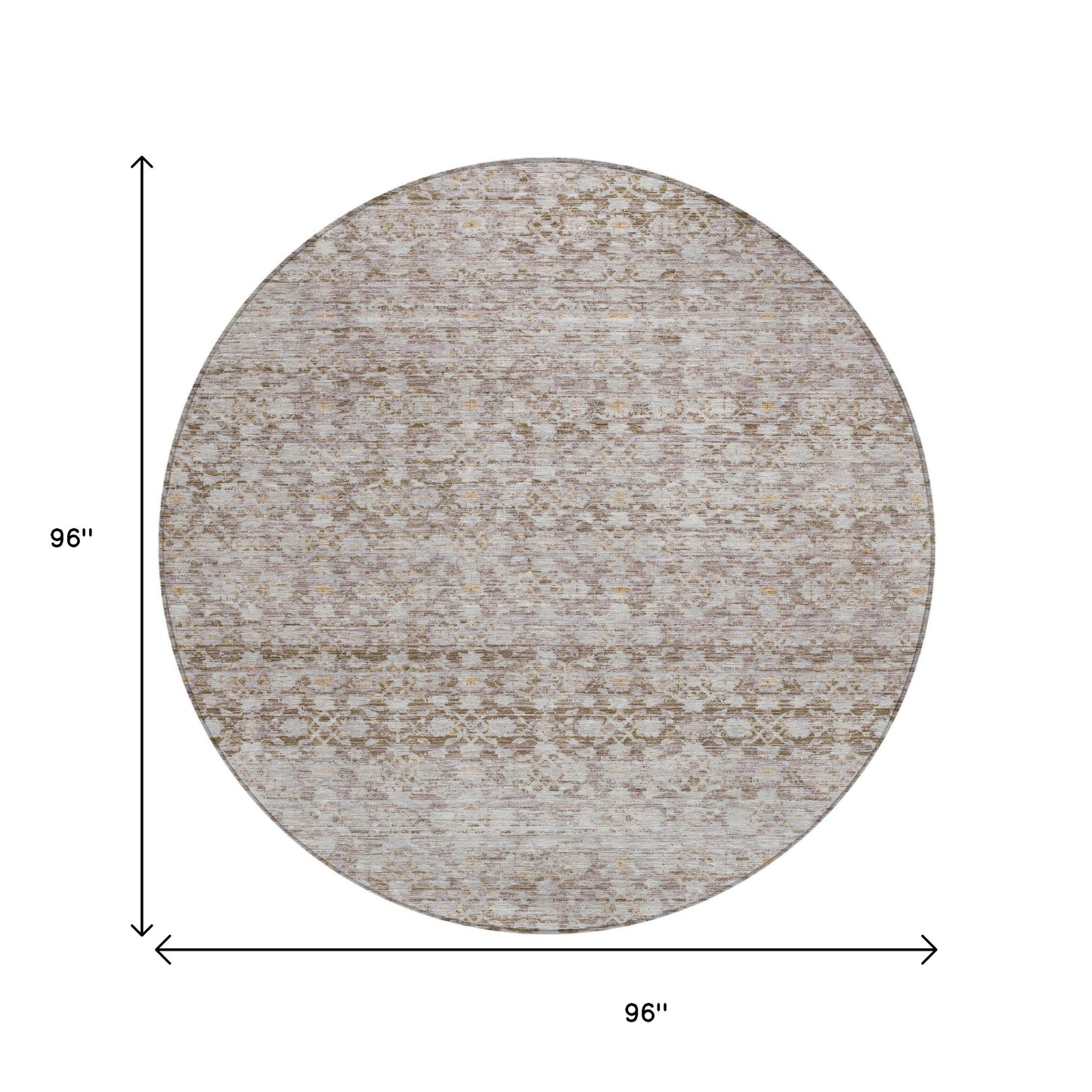 8' Taupe And Beige Round Striped Washable Indoor Outdoor Area Rug-7