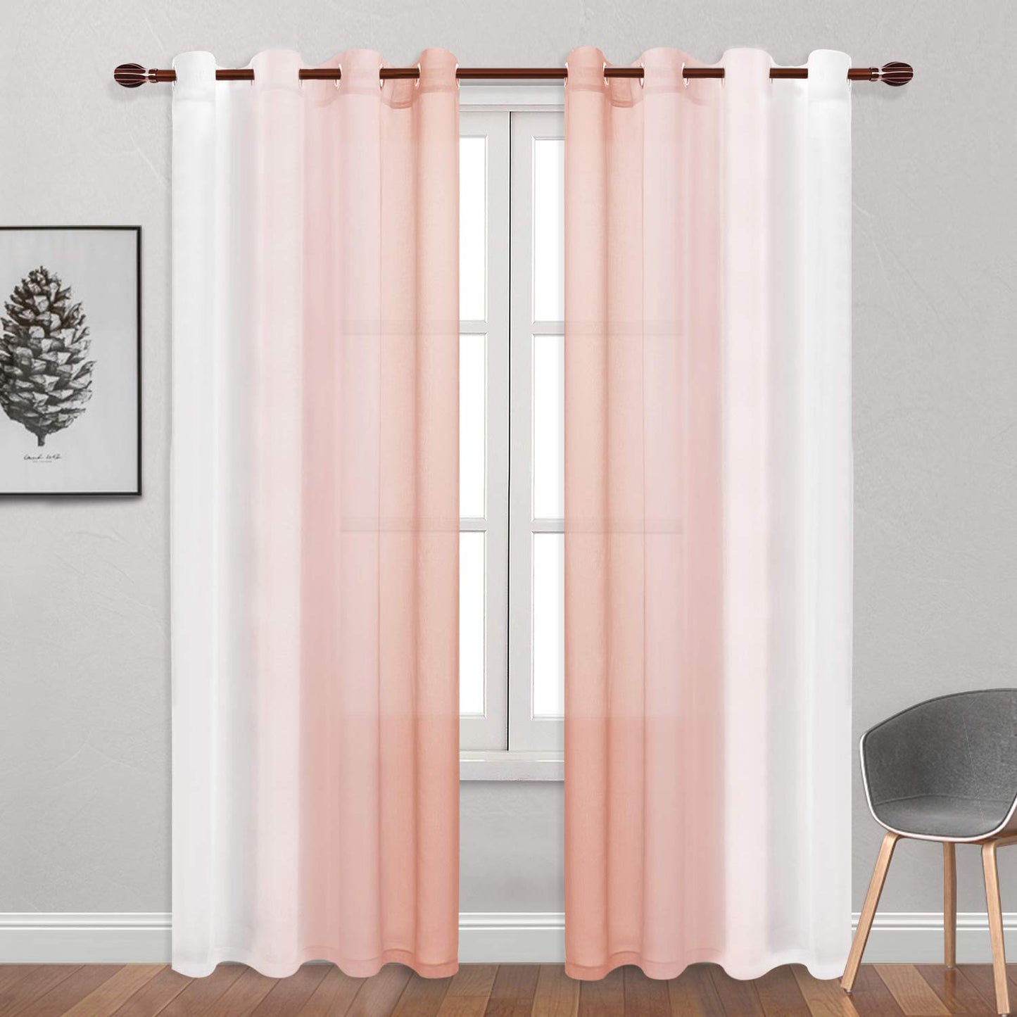 DWCN Ombre Sheer Curtains, Set of 2 Panels-9