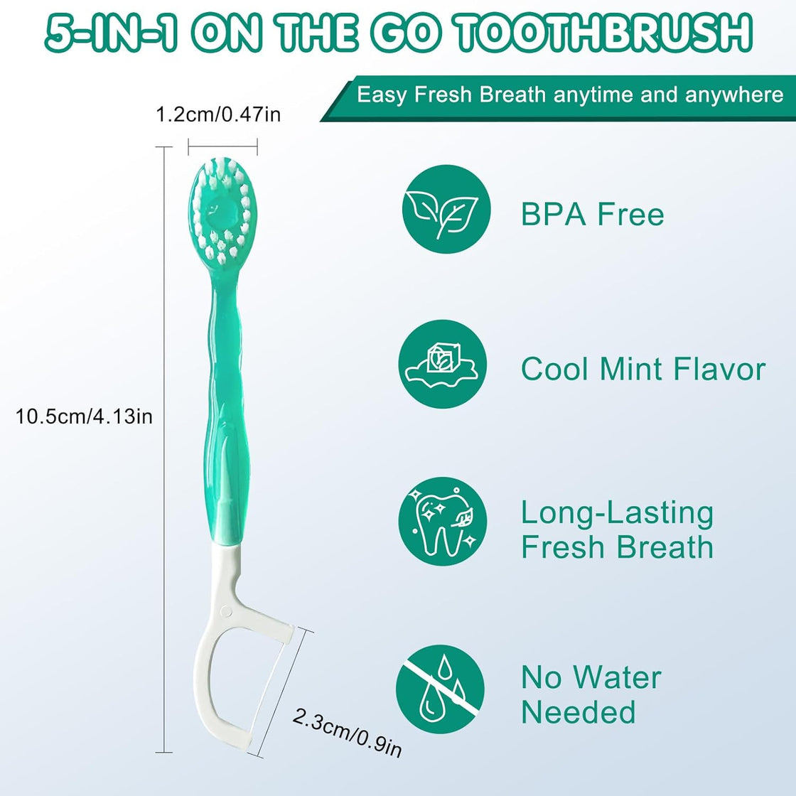 Morning After 5-in-1 Disposable Travel Toothbrush with Toothpaste, Floss & Tongue Scraper-3