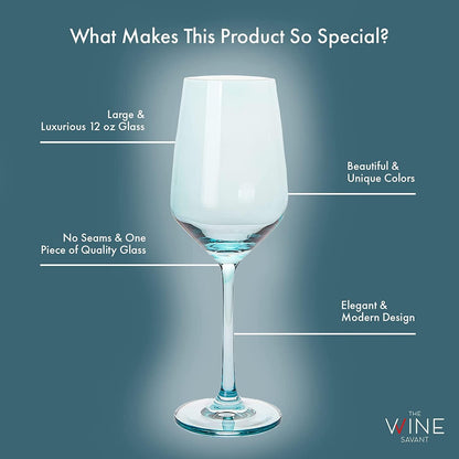 Make Your Own Set Wine Glass SINGLE, Colorful Purple Colored Large 12 oz Glass, Unique Italian Style Tall for White & Red Wine, Gifts for Mothers Day Gift, Set of 1 Beautiful Glassware (Purple)-3