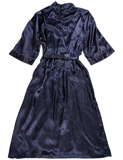 Majestic International - Mens 3/4 Sleeve Satin Robe-2