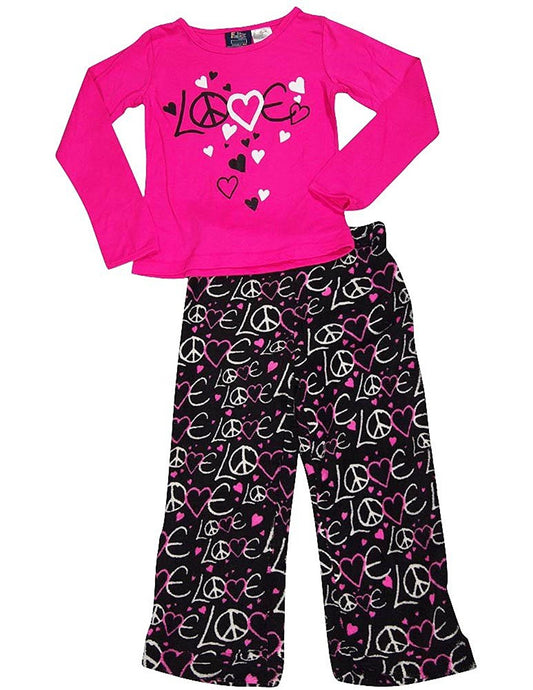 Fun Kidz - Little Girls' Long Sleeve Scribble Love Pajamas-0