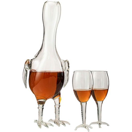 Cock - Chicken Decanter 500ml Whiskey and Wine Decanter Set with 2 Whiskey Glasses - by The Wine Savant, Rooster Glass Decanter For Whiskey, Scotch, Spirits, Wine Or Vodka For Whiskey Lovers-0