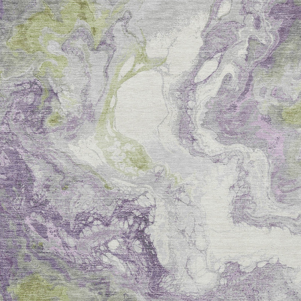 8' X 10' Lavender And Fern Green Abstract Washable Indoor Outdoor Area Rug-4
