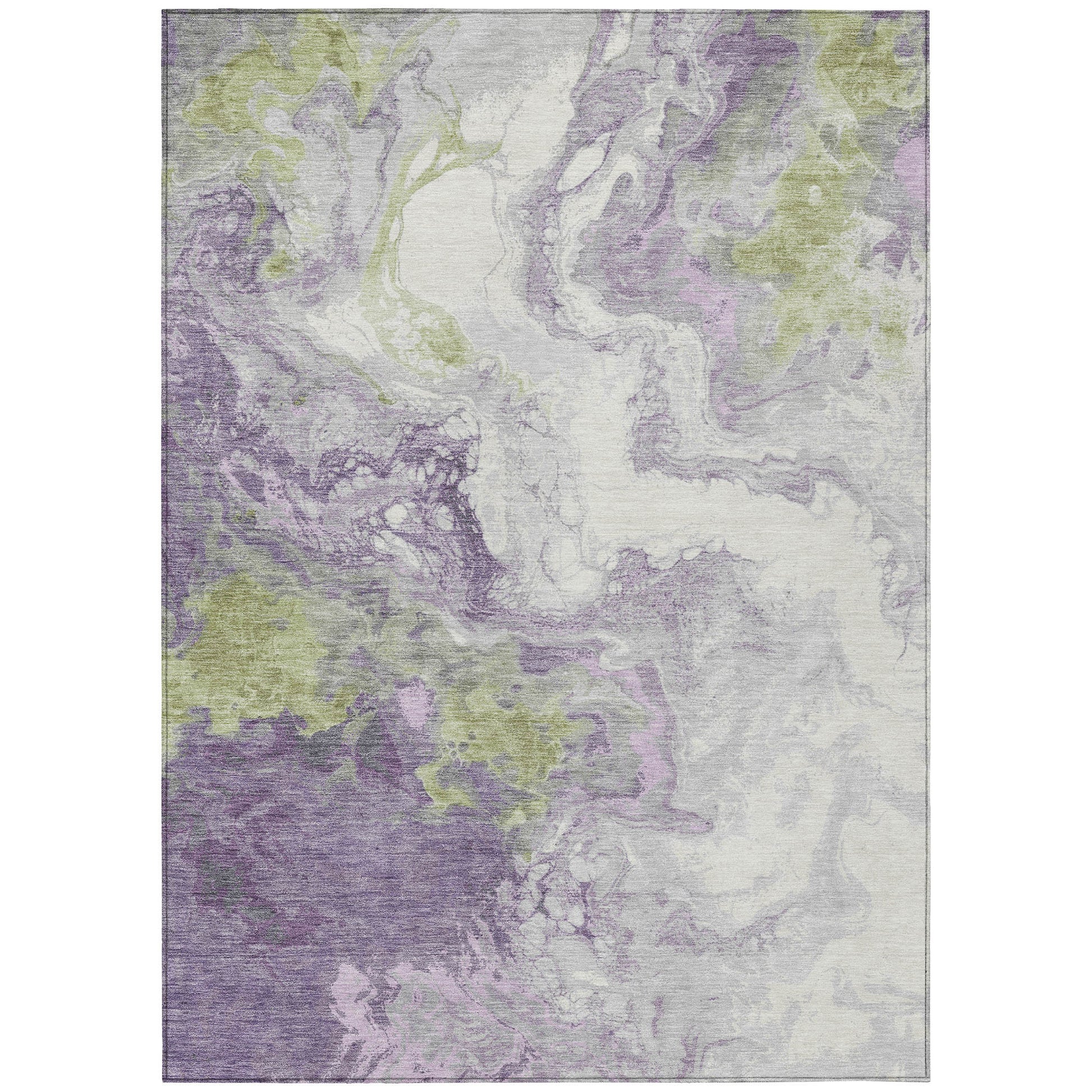 8' X 10' Lavender And Fern Green Abstract Washable Indoor Outdoor Area Rug-0