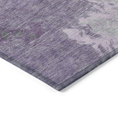 8' X 10' Lavender And Fern Green Abstract Washable Indoor Outdoor Area Rug-3