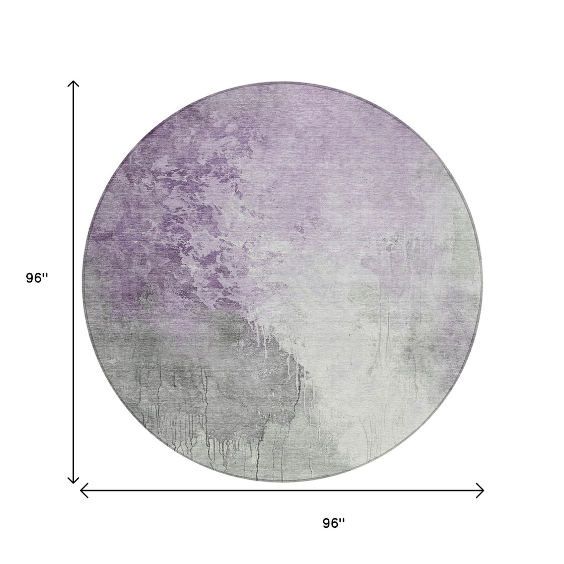 8' Lavender And Gray Round Abstract Washable Indoor Outdoor Area Rug-8