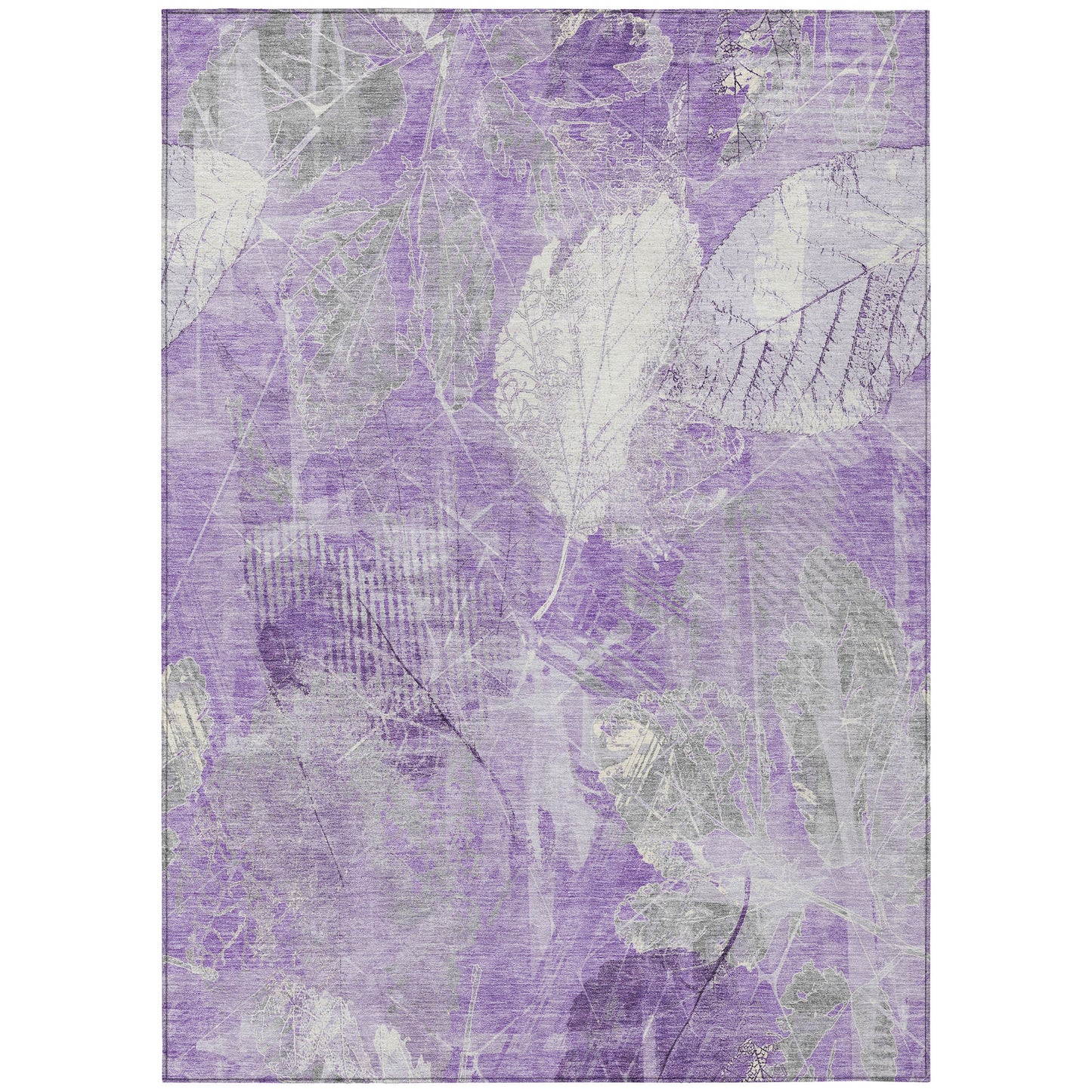 9' X 12' Lavender And Ivory Floral Washable Indoor Outdoor Area Rug-0