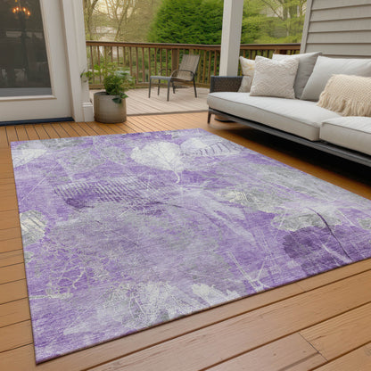9' X 12' Lavender And Ivory Floral Washable Indoor Outdoor Area Rug-8