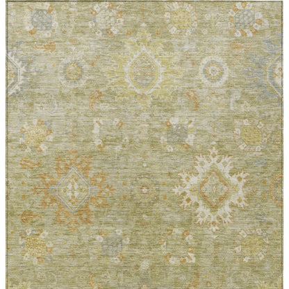 3' X 5' Sage Copper And Ivory Floral Medallion Washable Indoor Outdoor Area Rug-3