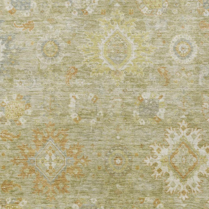 3' X 5' Sage Copper And Ivory Floral Medallion Washable Indoor Outdoor Area Rug-4