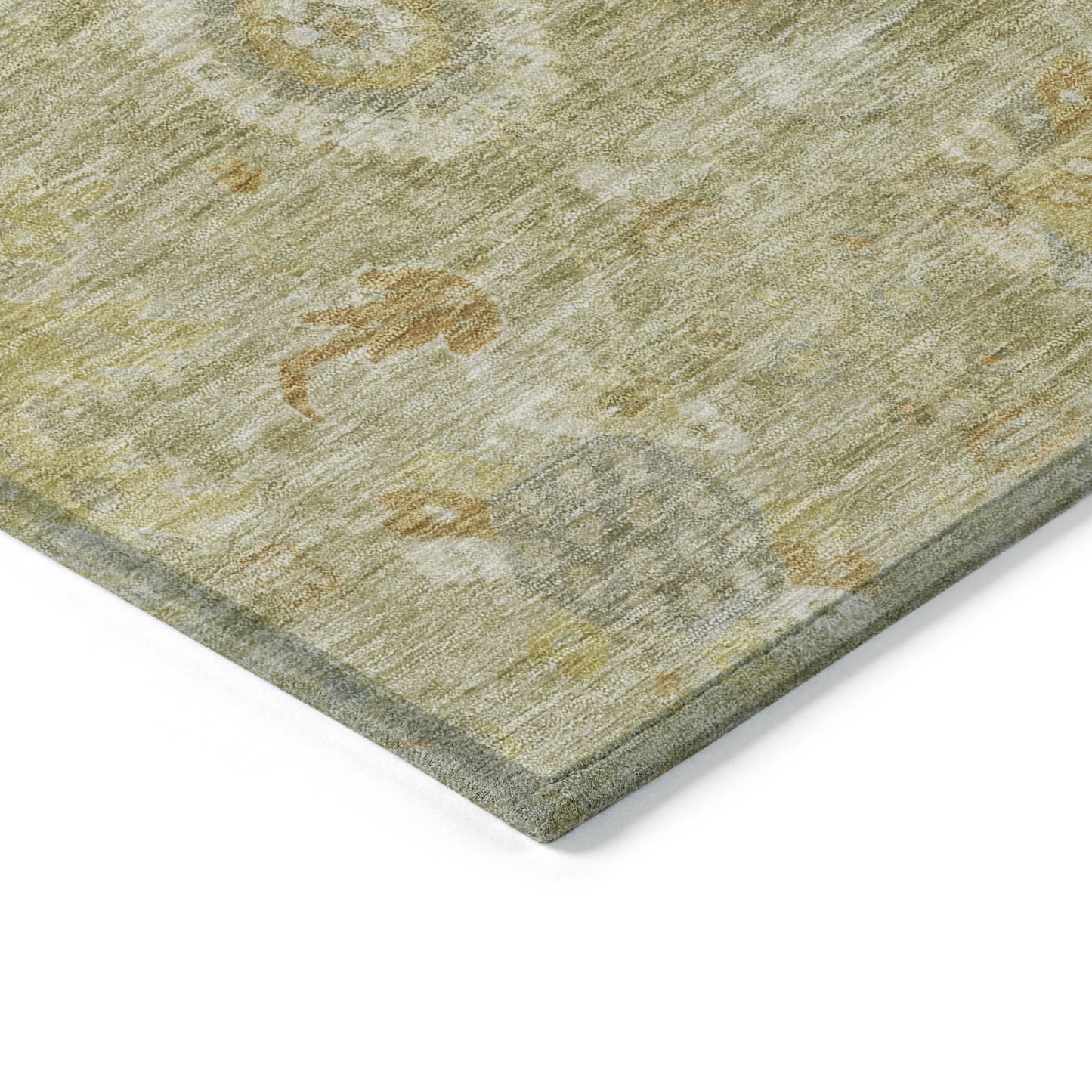 3' X 5' Sage Copper And Ivory Floral Medallion Washable Indoor Outdoor Area Rug-2