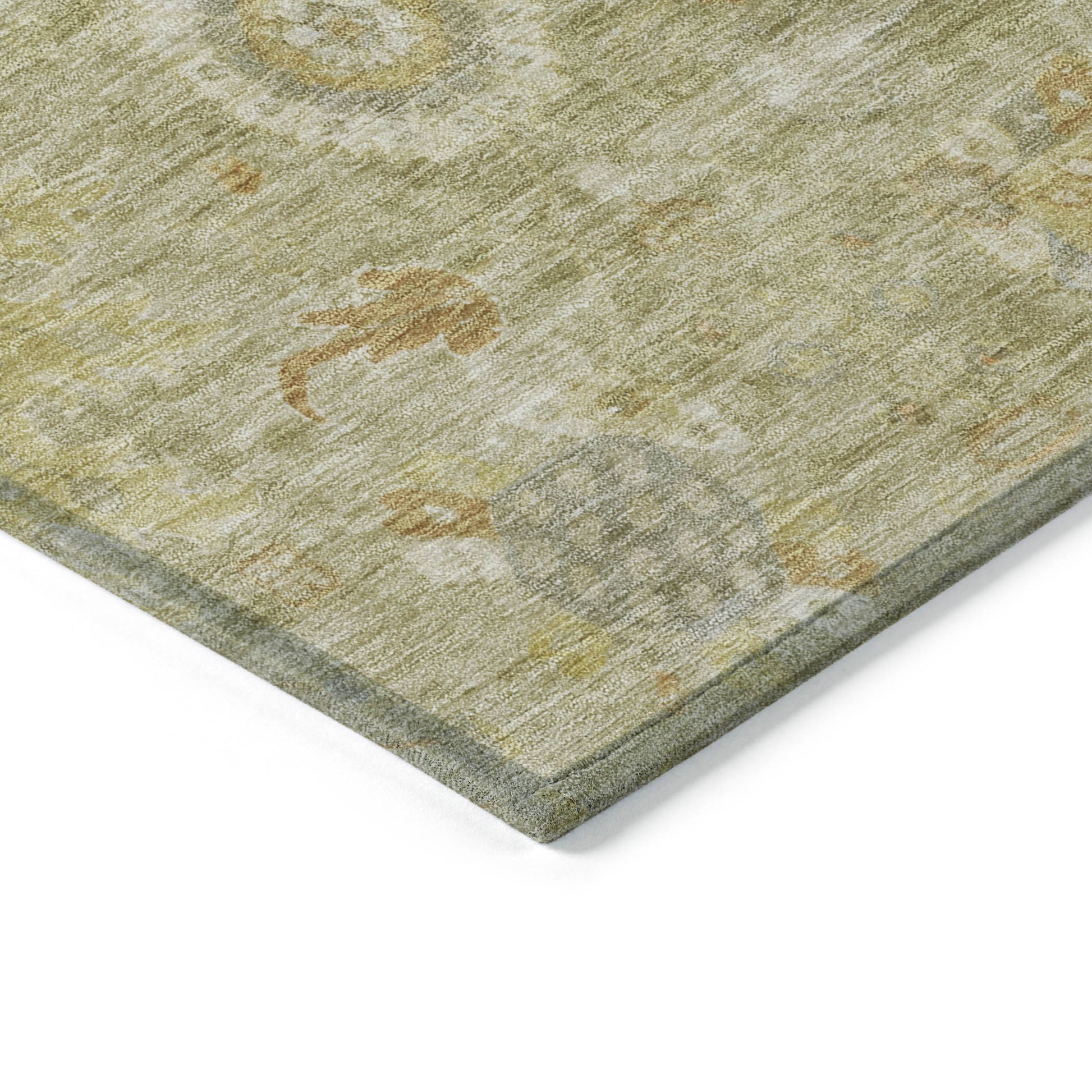 3' X 5' Sage Copper And Ivory Floral Medallion Washable Indoor Outdoor Area Rug-2