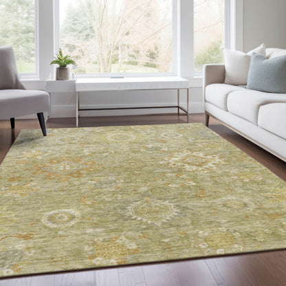 3' X 5' Sage Copper And Ivory Floral Medallion Washable Indoor Outdoor Area Rug-7