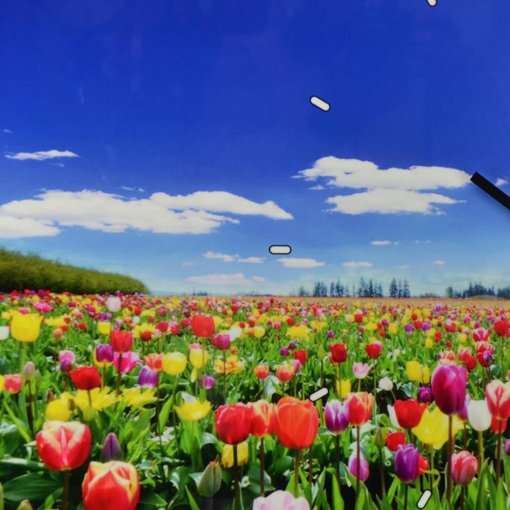 24" Blue Red And Gold Solid Wood and Acrylic Silent Tulips Floral Wall Clock-4