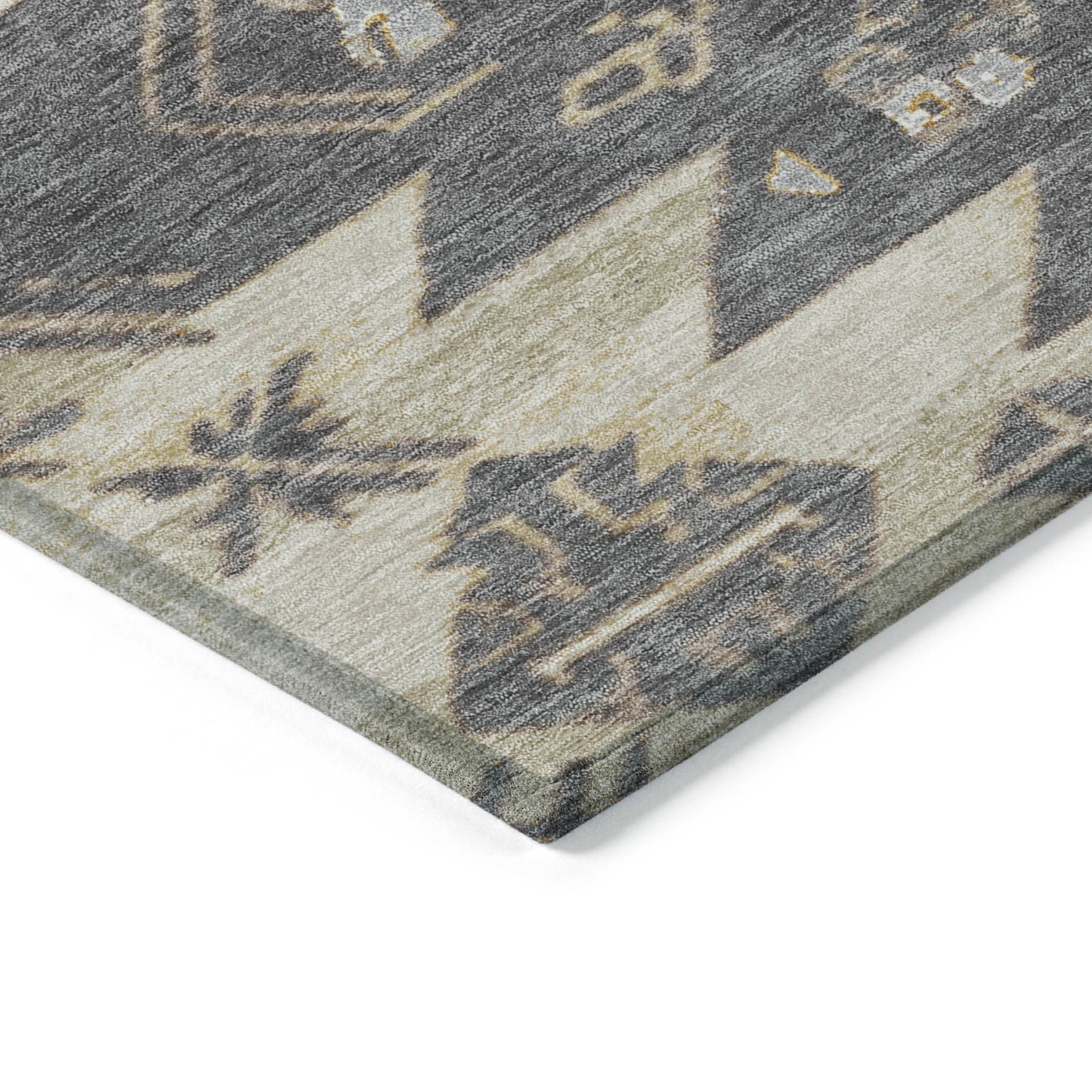 5' X 8' Beige And Gray Tribal Washable Indoor Outdoor Area Rug-4
