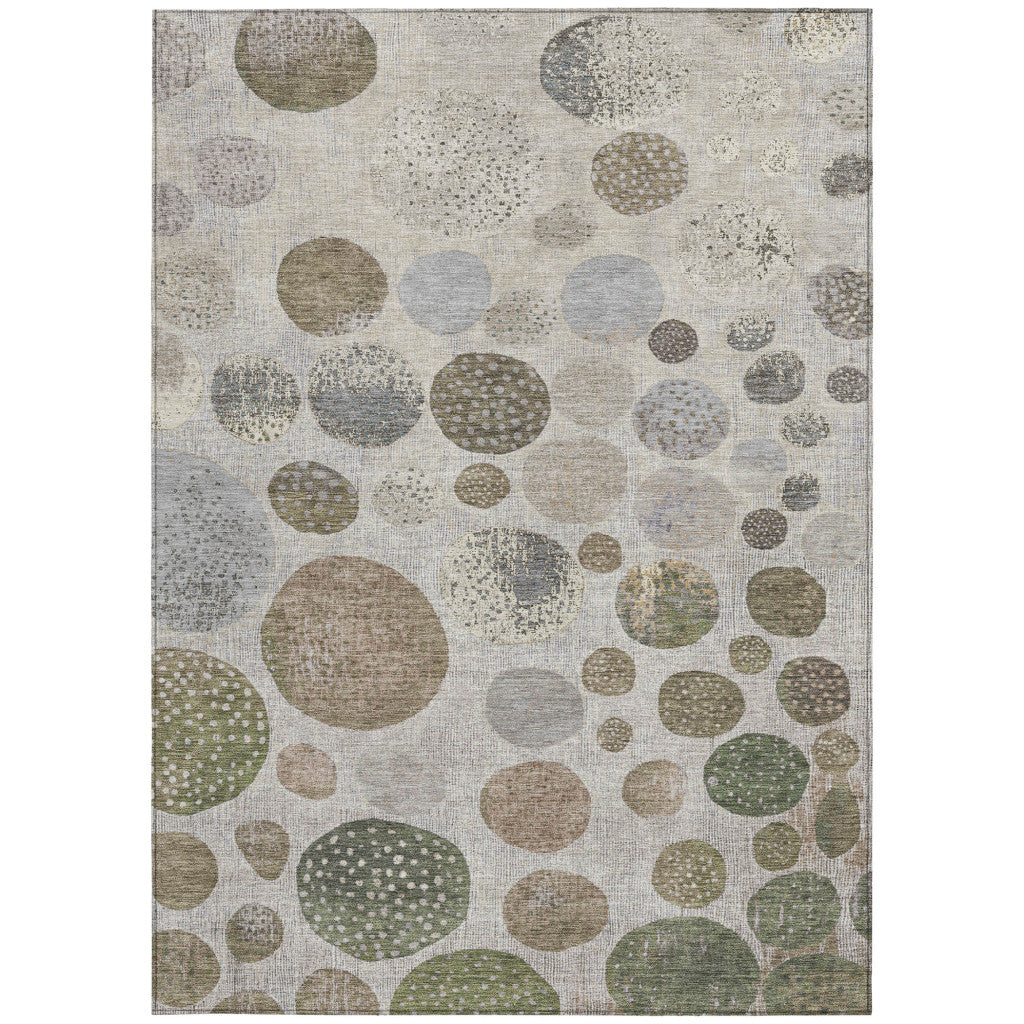 5' X 8' Taupe And Ivory Geometric Washable Indoor Outdoor Area Rug-2