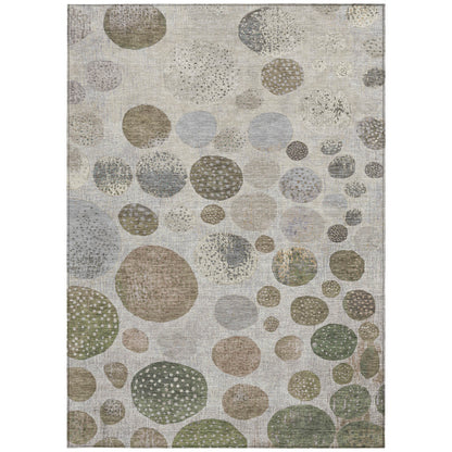 5' X 8' Taupe And Ivory Geometric Washable Indoor Outdoor Area Rug-2