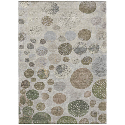 5' X 8' Taupe And Ivory Geometric Washable Indoor Outdoor Area Rug-0
