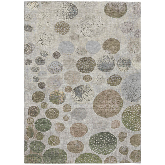 5' X 8' Taupe And Ivory Geometric Washable Indoor Outdoor Area Rug-0