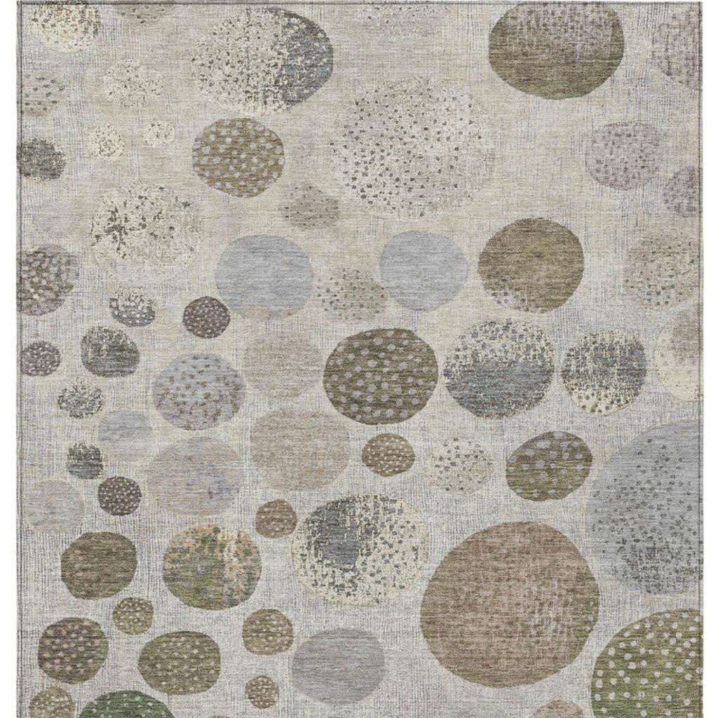 5' X 8' Taupe And Ivory Geometric Washable Indoor Outdoor Area Rug-3