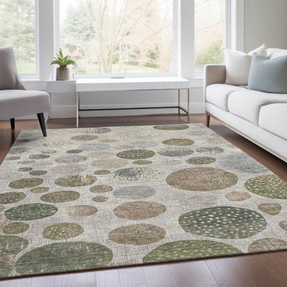 5' X 8' Taupe And Ivory Geometric Washable Indoor Outdoor Area Rug-7