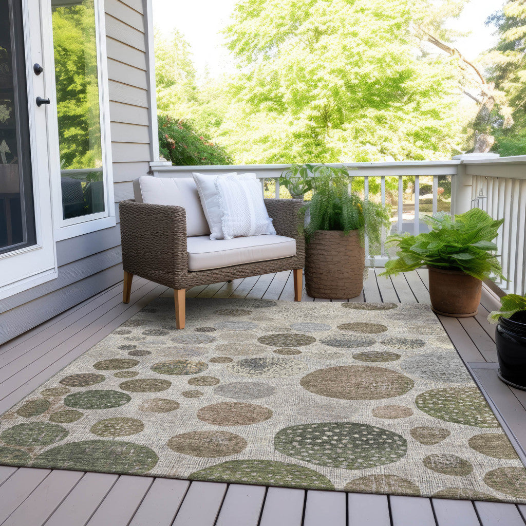 5' X 8' Taupe And Ivory Geometric Washable Indoor Outdoor Area Rug-8