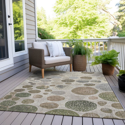 5' X 8' Taupe And Ivory Geometric Washable Indoor Outdoor Area Rug-8