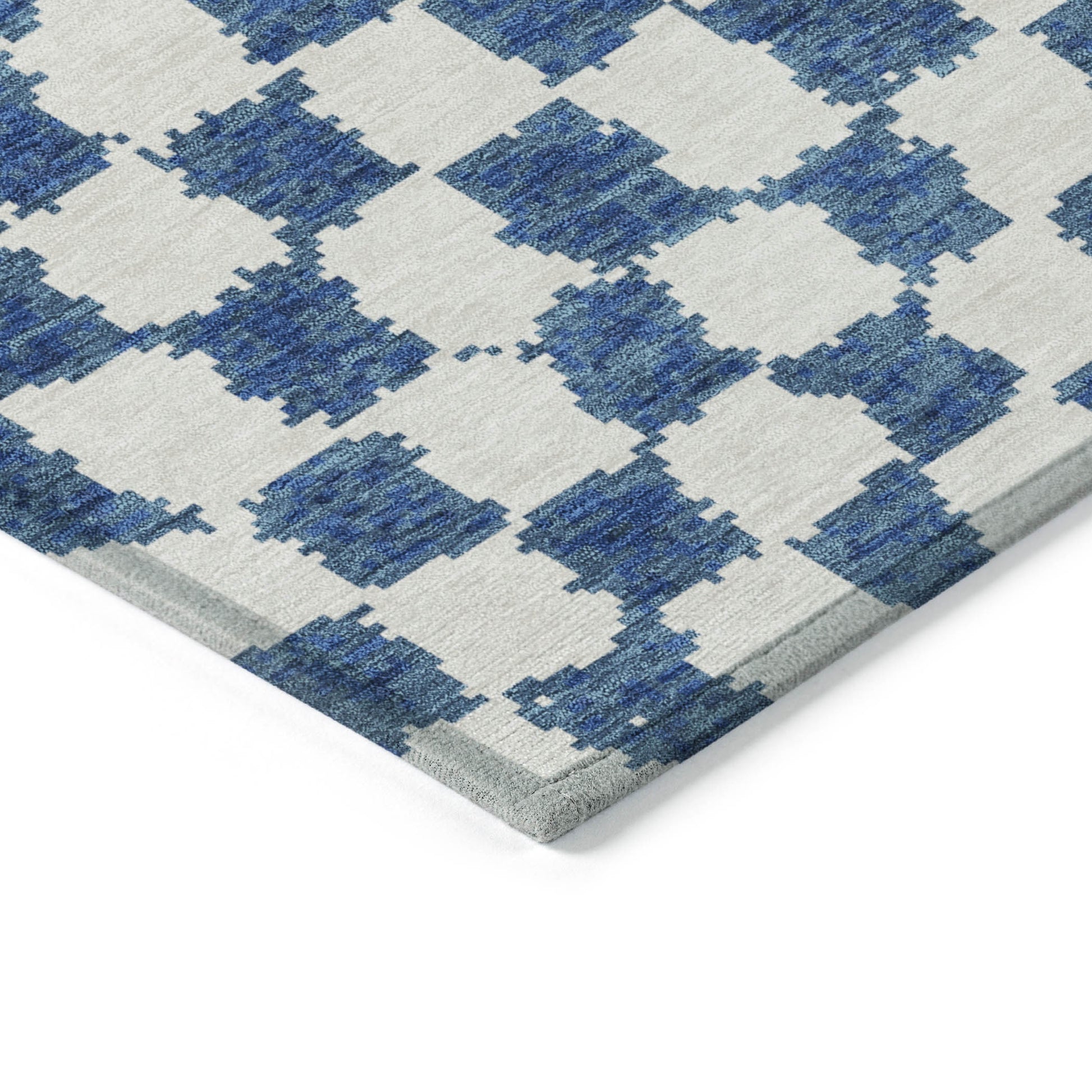 8' X 10' Navy Blue And Ivory Geometric Washable Indoor Outdoor Area Rug-8