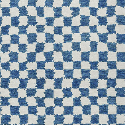 8' X 10' Navy Blue And Ivory Geometric Washable Indoor Outdoor Area Rug-2