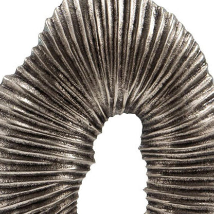 17" Silver And White Aluminum And Marble Tabletop Sculpture-3