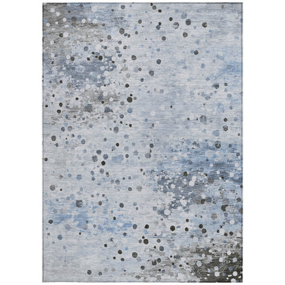 8' X 10' Sky Blue And Gray Abstract Washable Indoor Outdoor Area Rug-2
